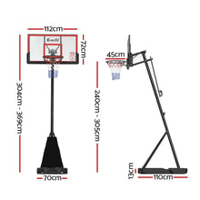 Load image into Gallery viewer, Everfit 3.05M Basketball Hoop Stand System Adjustable Height Portable Red Pro