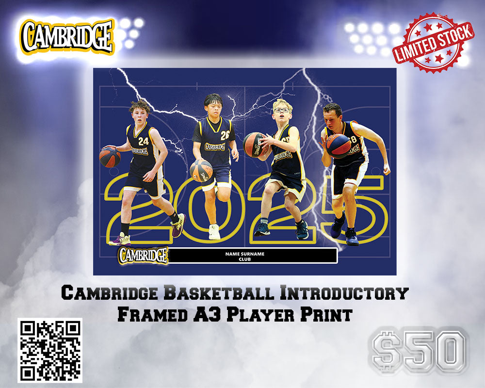 Cambridge Basketball 2025 Framed A3 Player Print