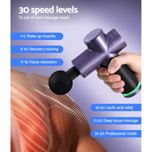 Load image into Gallery viewer, Everfit 30 Speed Massage Gun 4 Heads Vibration Muscle Massager Chargeable Purple