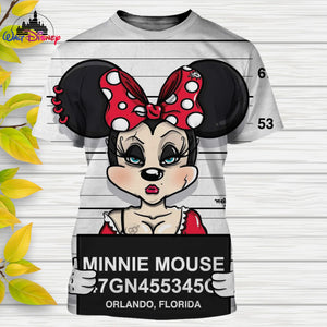 Disney Mugshot Fun T-Shirts Featuring Mickey Mouse Donald Duck Goofy Pluto Cartoon T-shirts Casual Style 3D Printed