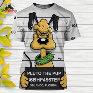 Disney Mugshot Fun T-Shirts Featuring Mickey Mouse Donald Duck Goofy Pluto Cartoon T-shirts Casual Style 3D Printed