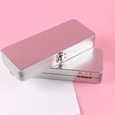 1 Pc Rectangle Metal Storage Box with Lock Metal Buckles Box