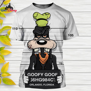 Disney Mugshot Fun T-Shirts Featuring Mickey Mouse Donald Duck Goofy Pluto Cartoon T-shirts Casual Style 3D Printed