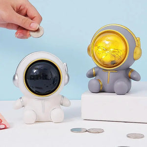 Astronaut Night Light & Piggy Bank Bedside Decor Lamps