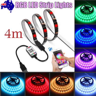 4M RGB LED Strip Lights IP65 Waterproof 5050 300LEDs 12V USB Bluetooth Gift