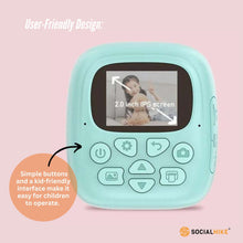 Load image into Gallery viewer, Kids Rechargeable Instant Print Camera Blue - Digital Thermal Photo Video MP3