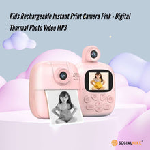 Load image into Gallery viewer, Kids Rechargeable Instant Print Camera Pink - Digital Thermal Photo Video MP3