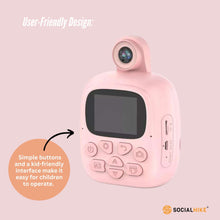 Load image into Gallery viewer, Kids Rechargeable Instant Print Camera Pink - Digital Thermal Photo Video MP3