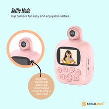 Load image into Gallery viewer, Kids Rechargeable Instant Print Camera Pink - Digital Thermal Photo Video MP3