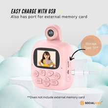 Load image into Gallery viewer, Kids Rechargeable Instant Print Camera Pink - Digital Thermal Photo Video MP3