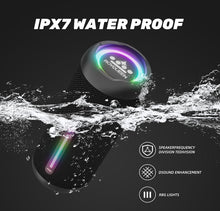 Load image into Gallery viewer, ROYQUEEN Bluetooth Speaker with LED Light,Portable bluetooth speaker with IPX7 Waterproof, Bluetooth 5.3, 20H Battery Life, 360° HD Stereo Sound