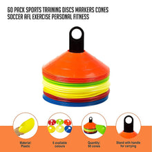 Load image into Gallery viewer, 60 Pack Sports Training Discs Markers Cones Soccer AFL Exercise Personal Fitness