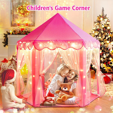 Childrens Play Tent Castle, Pink or Blue, Polyester Canopy, Glass Fiber Frame