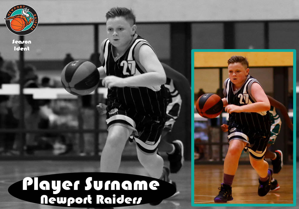 Newport Raiders Basketball BLACK and WHITE OVERLAY Photo