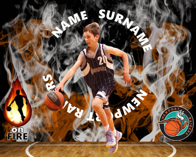 Newport Raiders Basketball On Fire Photo