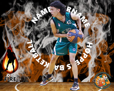 Hoppers Basketball On Fire Photo