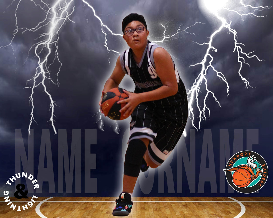 Newport Raiders Basketball Thunder & Lightning Photo