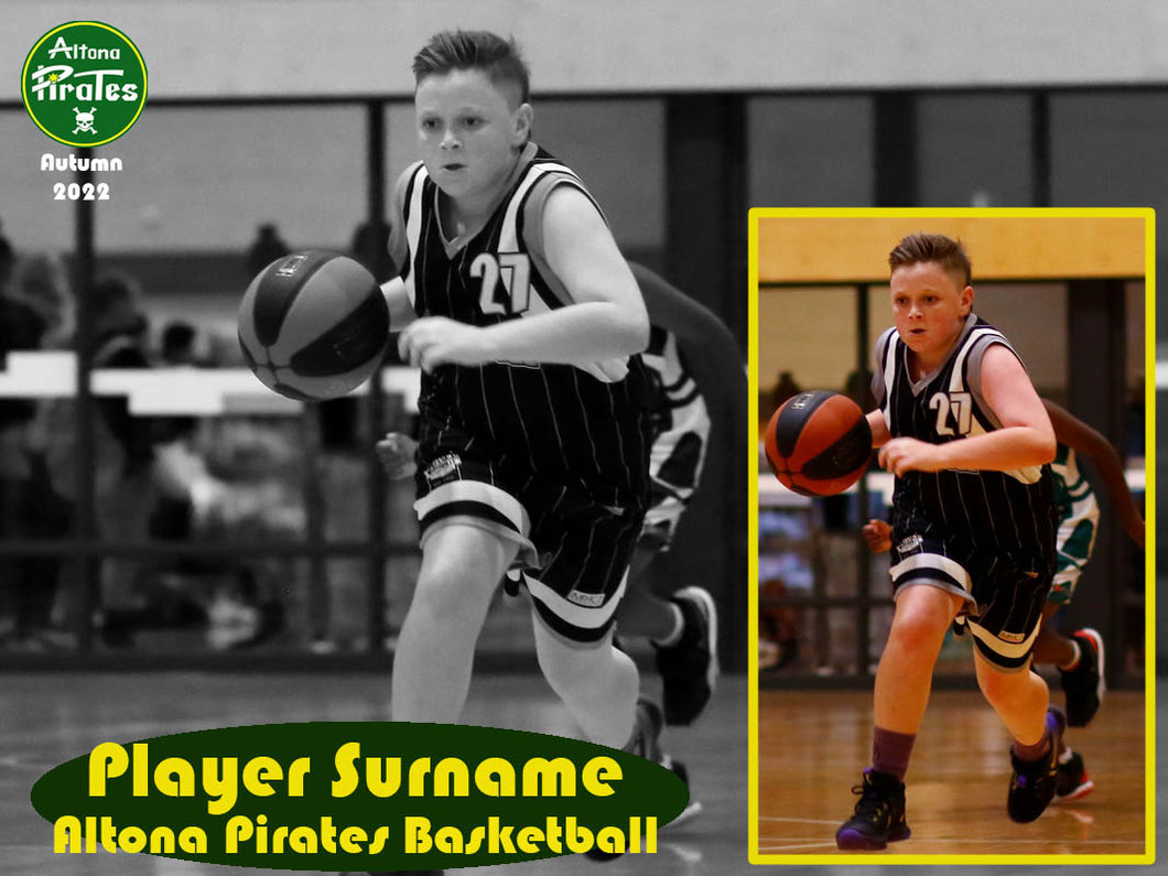 Altona Pirates Basketball BLACK and WHITE OVERLAY Photo