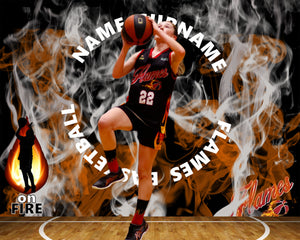 Flames Basketball On Fire