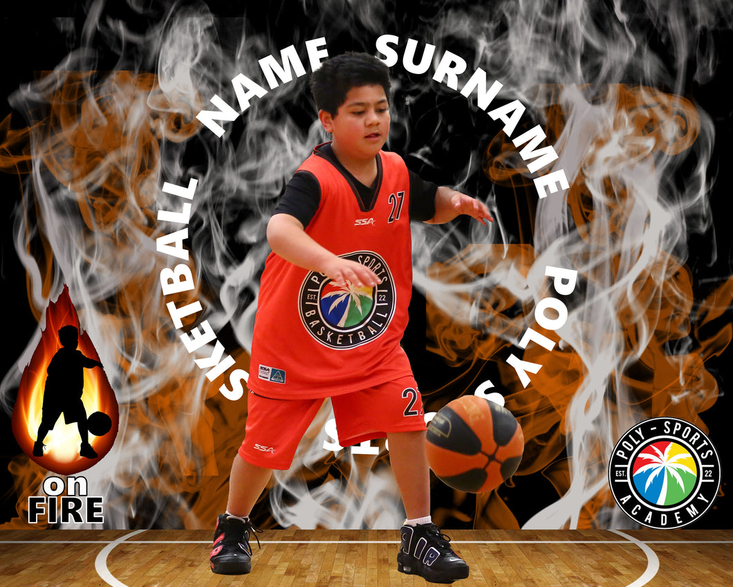 Poly Sports Basketball On Fire Photo